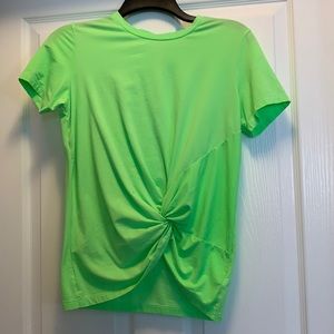 Aritzia Babaton Neon Green T-Shirt w/Knot Detail